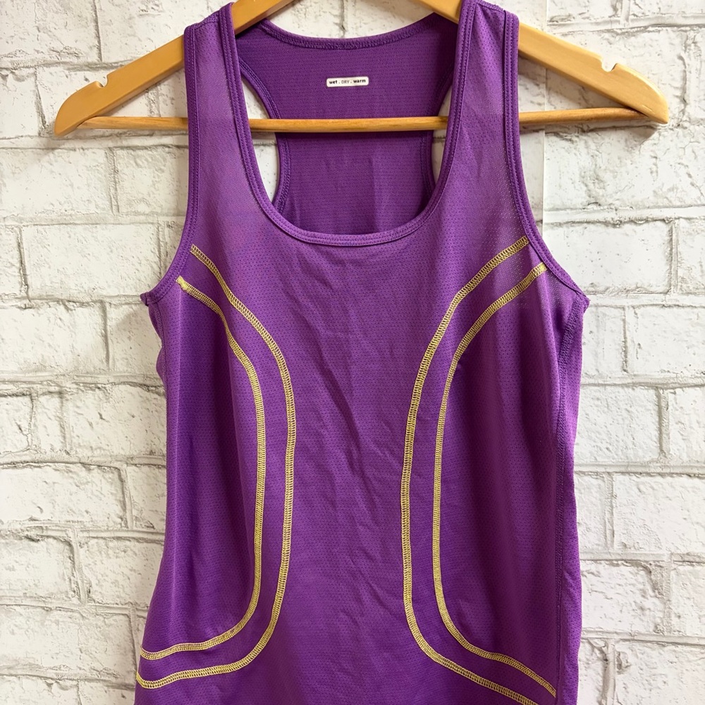 Lululemon Athletica Purple Tank Top with Gold Accents